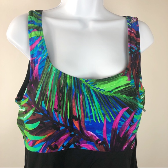 Bleu ice leaves design 1 piece swimsuit size 24 - Picture 2 of 8